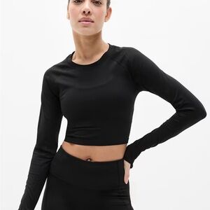 Athleta Black Long Sleeve Crop Top